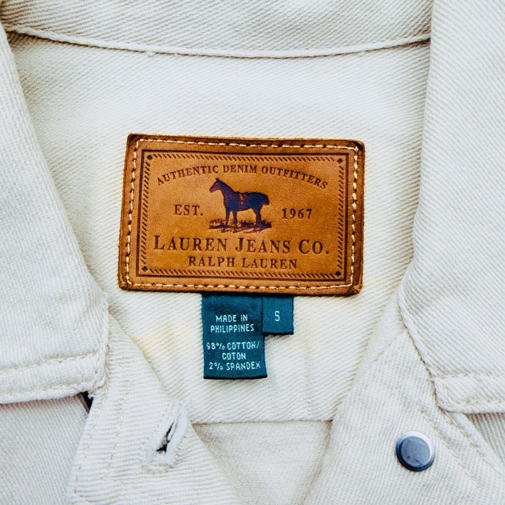 Ralph Lauren Jeans Co. Women's‎ Denim Jean Jacket Size Small Beige Gold Buttons - Picture 4 of 12